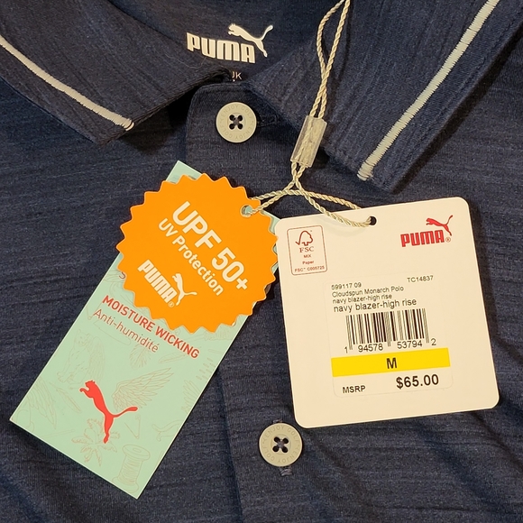 Puma Polo Cloudspun Monarch, M, Navy Blazer-high rise UPF 50+ - Picture 2 of 5